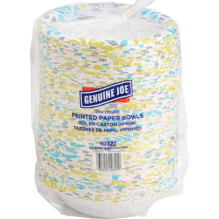 Genuine Joe Paper Bowls 12 fl oz 8.10" Length 5.90" Width Bowl, PK125 10322